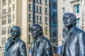 Statue of the Beatles in front of the royal liver building in Liverpool, England Royalty Free Stock Photo