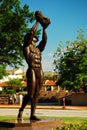 A statue of Behold outside the Martin Luther King Center for Non-violence