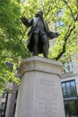 Statue of Benjamin Franklin, in Lower Manhattan, intersection of Park Row and the Brooklyn Bridge approach, New York, NY, USA