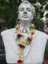 Statue of Benoy Krishna Basu at calcutta, garland by people of calcutta on independence day as a leader in quit india movement