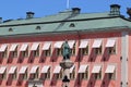 Statue from Birger Jarl Auf Obelisken in stockholm in sweden on holiday. Royalty Free Stock Photo