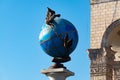 A Statue Of A Blue Terrestrial Globe With Doves Of Peace Around It In Kiev, Independence Square, Kiev, Ukraine
