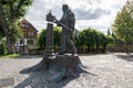 The statue of Boniface near the cathedral of the small German to Royalty Free Stock Photo