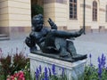 Statue of a boy with a goose in the territory of the Royal Palace Drottningholm Royalty Free Stock Photo