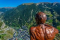 Statue of a boy at Roc del Quer viewpoint at Andorra Royalty Free Stock Photo