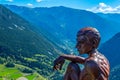 Statue of a boy at Roc del Quer viewpoint at Andorra Royalty Free Stock Photo