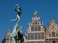 Statue of Brabo At The Market Square In Antwerpen Royalty Free Stock Photo