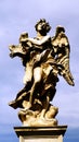 statue on the bridge of castel sant`angelo seen from below, made in 1669 by a pupil of Bernini