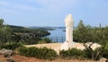 Statue on the bridge over the sea near Skradin and the national park Krka in Croatia Royalty Free Stock Photo