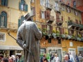 Statue in bronze of the poet Berto Barbarani to Verona in Italy.