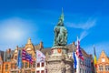 Statue in Bruges at Market Square Markt, Belgium Royalty Free Stock Photo