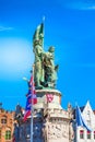 Statue in Bruges at the Market Square Markt, Belgium Royalty Free Stock Photo