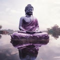 A statue of Buda stands on the surface of the river. AI Generated