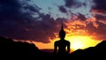 Statue of Buddah at Sunset in Time Lapse with Sun Red Clouds, Bangkok, Thailand