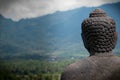 Statue Buddha Facing the Mountains Royalty Free Stock Photo