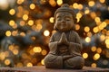 A statue of a Buddha with his hands in a prayer position Royalty Free Stock Photo