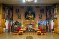 The statue of Buddha and interior of the Buddhist temple (datsan) \