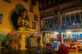 The statue of Buddha and interior of the Buddhist temple (datsan) \