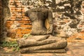 Statue Budha in ruin on Ayutthaya. Royalty Free Stock Photo