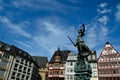 Statue and building at Romer Platz in Frankfurt Royalty Free Stock Photo