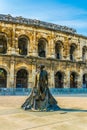 Statue of bullfighter Christian Montcouquiol, Nimeno II, in front of the Arena of Nimes Royalty Free Stock Photo