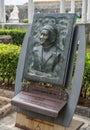 Statue of bust of Lawrence Durrell in Corfu