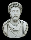 Statue Bust of a Roman Emporer, Isolated on Black Royalty Free Stock Photo