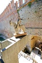 The statue of Cangrande I della Scala at Castle Fortress (Castelvecchio) in Verona Royalty Free Stock Photo