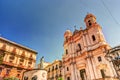 Statue of Cardinal Giuseppe Dusmet in front of Saint Francis Church in Catania, Sicily Royalty Free Stock Photo