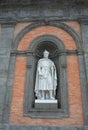 Statue of Carlo I d`Angio on the facade of Royal Palace in Naple