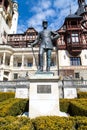 Statue of Carol I, king of Romania, in front of