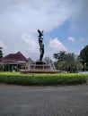 the statue is carrying an eagle in his hand at the BSD place in South Tangerang, Indonesia at 12 noon, Friday, October 16 2020