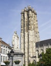 Statue and Cathedral of Mechelen, Belgium