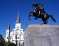 Statue and Cathedral, New Orleans.