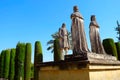 Statue of Catholic Kings and Columbus in Alcazar, Cordoba Royalty Free Stock Photo