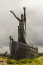 The statue of the Celtic Sea God ManannÃÂ¡n Mac Lir at the Gortmore View Point on Binvenagh Mountain in Northern Irela