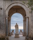 Statue of Ceres in the gardens of Villa Cimbrone at the entrance to the Terrace of Infinity, Ravello, Southern Italy.