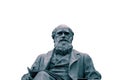 Statue of Charles Darwin isolated on a white background. Royalty Free Stock Photo