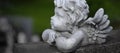 Statue of Cherub Angel with Wings Child Royalty Free Stock Photo