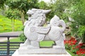Statue china lion garden guardian front of place in china Royalty Free Stock Photo