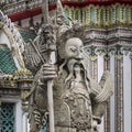 Statue of a Chinese warrior near an entrance of Wat Pho. Wat Pho is a Buddhist temple complex in the Rattanakosin district of Ban