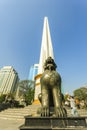 Statue of Chinthe in the Maha Bandula Park in Yangon in Myanmar