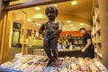 Statue of chocolate of Manneken pis in Brussels, Belgium Royalty Free Stock Photo