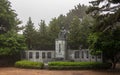 Statue of Choe Chiwon in Dongbaek Park on a foggy day. Central Monument. Haeundae-gu, Busan, South Korea. Asia