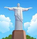 The statue of Christ the Redeemer in Rio de Janeiro against the blue sky, Brazil. Vector illustration Royalty Free Stock Photo