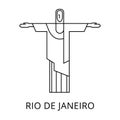 Statue of Christ the Redeemer in Rio de Janeiro Line Icon .EPS
