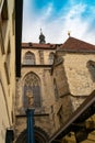 Statue by the Church of Our Lady Before Tyn, Old Town square, Prague, Czech Republic, side view Royalty Free Stock Photo