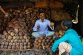 Statue of coconut vendor in a Indian village