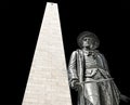 Statue of Colonel William Prescott at the the Bunker Hill Monument Boston, USA isolated on black background Royalty Free Stock Photo