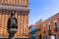 Statue with Colonial Houses in Puebla